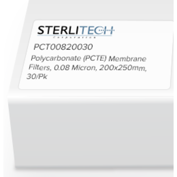 Sterlitech Polycarbonate (PCTE) Membrane Filters, 0.08 Micron, 200 x 250mm, PK30 PCT00820030